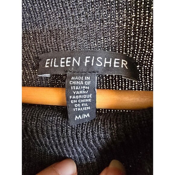 Eileen Fisher dark gray 100% merino wool turtle neck size medium - Picture 2 of 8